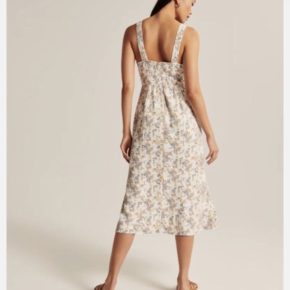 Abercrombie & Fitch Women’s Small Cinched Neck Slip Midi Dress Side Slit - Picture 5 of 10